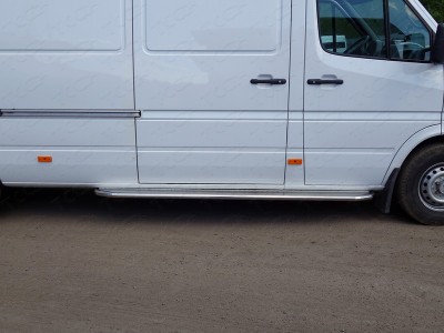 Порог с площадкой нержавеющий лист 42 мм ТСС для Mercedes-Benz Sprinter 2014-2018