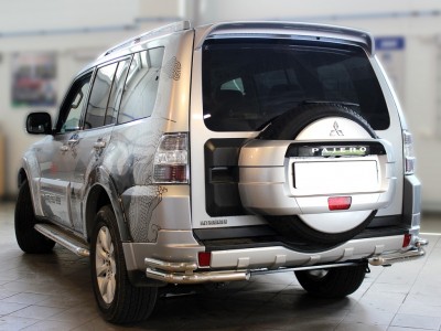 Защита задняя уголки двойные 60-43 мм для Mitsubishi Pajero 4 № МР2015_2