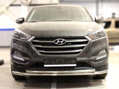 Защита передняя двойная 60-43 мм с подгибами для Hyundai ix-35 № HIX35_1.2