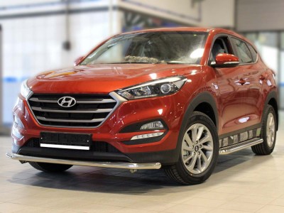 Защита переднего бампера 53 мм для Hyundai Tucson № HNT18_1