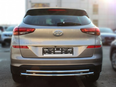 Защита заднего бампера двойная 53-43 мм для Hyundai Tucson № HNT18_3.1