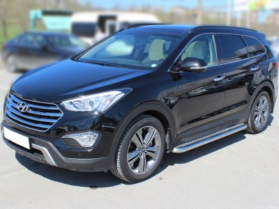 Пороги с площадкой алюминиевый лист 60 мм для Hyundai Santa Fe Grand № HSFG12_2