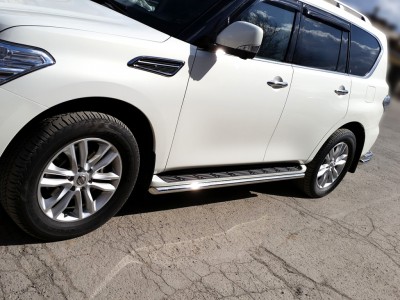 Защита штатного порога 53 мм для Nissan Patrol № PTL2014_2