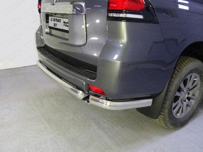 Защита заднего бампера центральная овальная 75х42 мм ТСС для Toyota Land Cruiser Prado 150 2017-2020