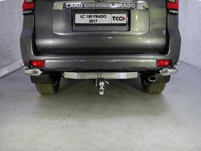 Защита задняя двойные уголки 76-42 мм ТСС для Toyota Land Cruiser Prado 150 2017-2020