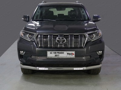 Защита переднего бампера с ДХО 76 мм для Toyota Land Cruiser Prado 150 № TOYLC15017-14