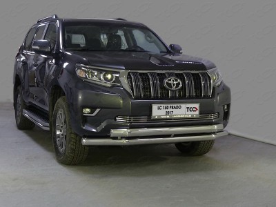 Защита передняя двойная 76-75 мм для Toyota Land Cruiser Prado 150 № TOYLC15017-18