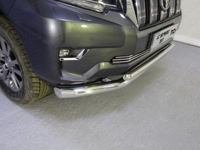 Защита передняя двойная 76-50 мм ТСС для Toyota Land Cruiser Prado 150 2017-2020