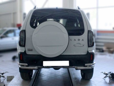 Защита заднего бампера  "уголки" d-53+43 для Niva Travel 2020 – н.в. NVT_3.1