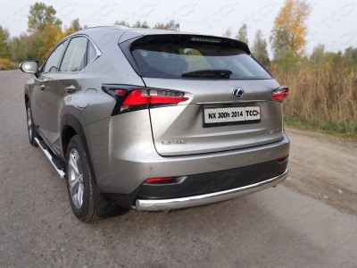 Защита заднего бампера овальная 75х42 мм для Lexus NX-300h № LEXNX300H14-15