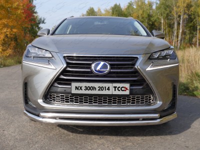 Защита передняя двойная 60-42 мм ТСС для Lexus NX-300h 2014-2017