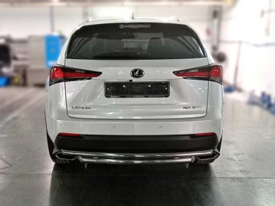 Защита заднего бампера радиусная двойная d-60+43 для Lexus NX-300 2017 – 2021 LNX17_3.1