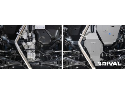 Защита редуктора (алюминий) + комплект крепежа для Geely Atlas Pro 2021-н.в. (V - 1.5T Hibrid), Belgee X70 2024-н.в.
