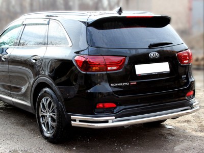 Защита заднего бампера "волна" d-60+43 для Kia Sorento Prime 2018 – н.в. KSTP18_3.2