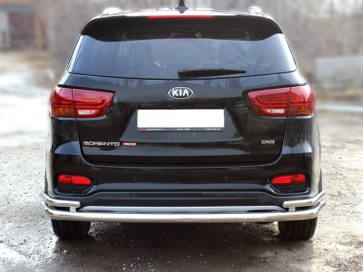 Защита заднего бампера "волна" d-60+43 Технотек для Kia Sorento Prime 2018 – н.в.