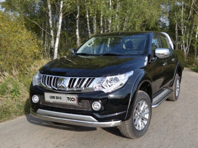 Защита передняя овальная 75х42 мм для Mitsubishi L200 № MITL20015-01