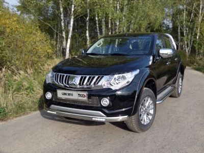 Пороги с площадкой алюминиевый лист 60 мм ТСС для Mitsubishi L200 2015-2019