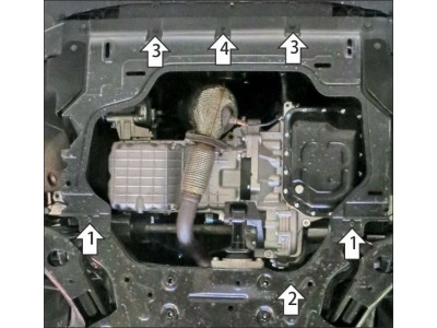 Усиленная защита картера двигателя, КПП (2 мм, сталь) для DFSK 500 2024-н.в.