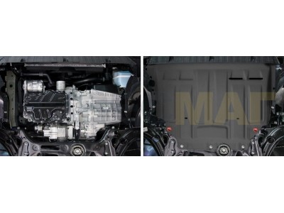 Защита картера и КПП Автоброня, сталь 2 мм для Volkswagen Tiguan/Skoda Karoq/Kodiaq 2016-2021