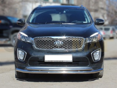 Защита передняя двойная 60-43 мм для Kia Sorento Prime № KSTP15_1.1