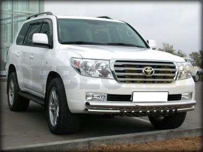 Защита передняя двойная 76-60 мм с защитой картера для Toyota Land Cruiser 200 № LCN 3.1