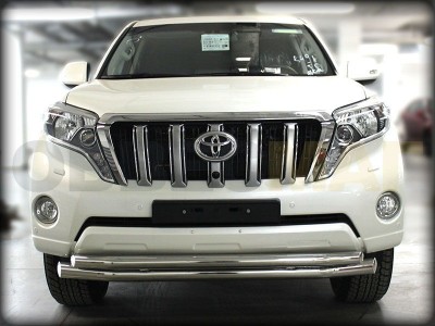 Защита передняя двойная 76-60 мм короткая для Toyota Land Cruiser Prado 150 № LCPR13_1