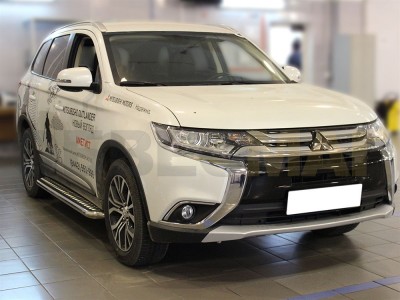 Пороги с площадкой алюминиевый лист 53 мм для Mitsubishi Outlander № MOU15_2