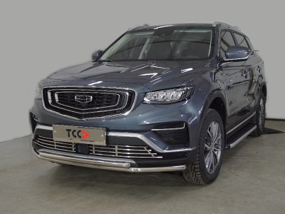Защита передняя нижняя (двойная) 42,4/42,4 мм для Geely Atlas PRO 1.5L 4WD 2021 – н.в. GEELEATLP21-15