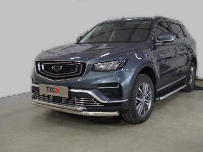 Защита передняя нижняя (двойная) 60,3/42,4 мм для Geely Atlas PRO 1.5L 4WD 2021 – н.в. GEELEATLP21-18