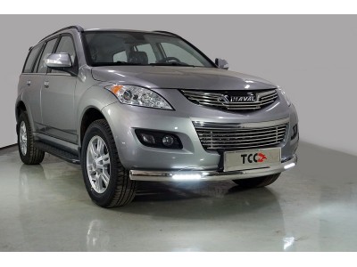 Защита передняя овальная с ДХО 75х42 мм для Haval H5 № HAVH520-20