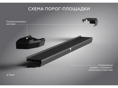 Порог-площадка "Black" F180ALB + комплект крепежа для Changan CS35 Plus 2022-н.в.