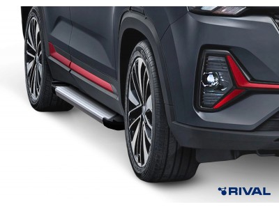 Порог-площадка "Silver" F180AL + комплект крепежа для Changan CS35 Plus 2022-н.в.