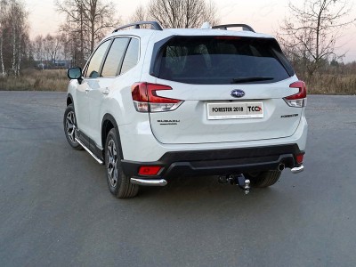 Защита задняя длинные уголки 60 мм ТСС для Subaru Forester SK 2018-2021