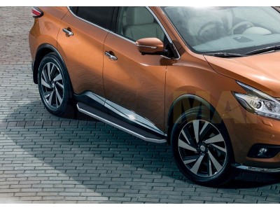 Пороги алюминиевые Rival Premium для Nissan Murano 2016-2021