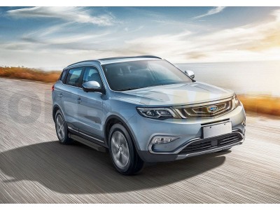 Пороги алюминиевые Rival Black New для Geely Atlas № F173ALB.1903.2
