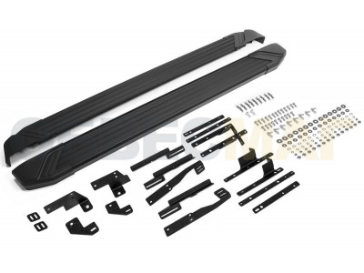 Пороги алюминиевые Rival Black для Nissan Qashqai/X-Trail/Renault Koleos 2015-2021