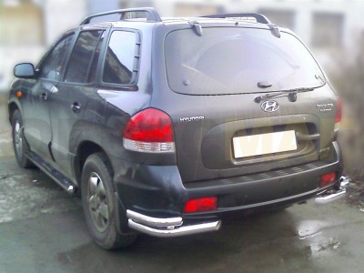 Защита задняя уголки двойные 60-43 мм для Hyundai Santa Fe Classic № HS_5