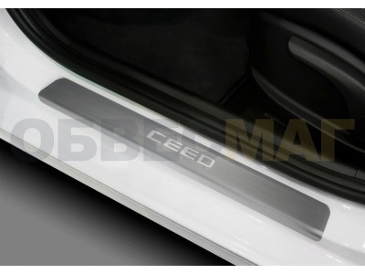 Накладки на пороги Rival с надписью, 4 шт для Kia Ceed 3 2018-2019