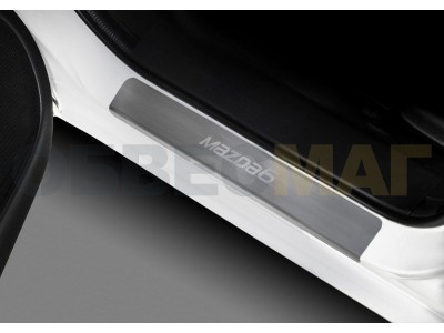 Накладки на пороги Rival с надписью, 4 шт для Mazda 6 2012-2019