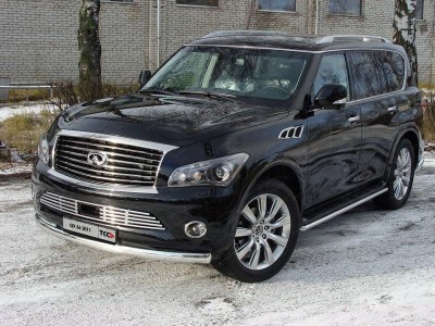 Защита передняя овальная 75х42 мм для Infiniti QX56 № INFQX5611-01