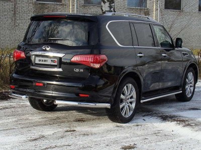 Защита заднего бампера уголки 76 мм для Infiniti QX56 № INFQX5611-03