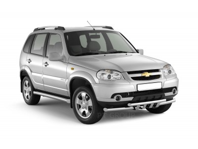 Защита порогов вогнутые d=76 мм (НПС) для Chevrolet Niva 2009-2020, Lada Niva 2020-2021 №LNV220302