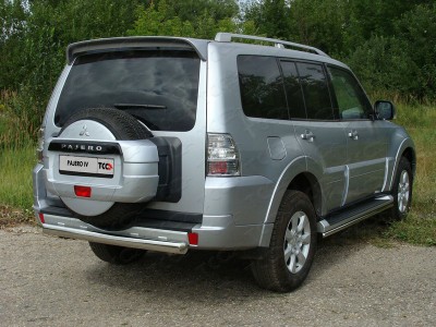 Защита заднего бампера овальная 75х42 мм для Mitsubishi Pajero 4 № MITPAJ413-07