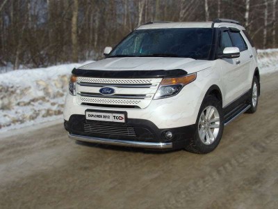 Защита передняя овальная короткая 75-42 мм для Ford Explorer № FOREXPL12-01