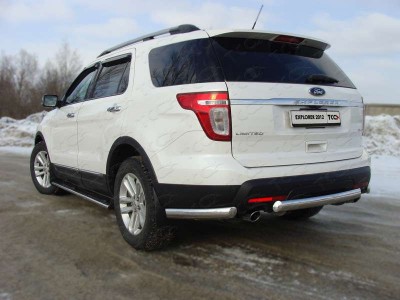 Защита заднего бампера овальная короткая 75х42 мм для Ford Explorer № FOREXPL12-11