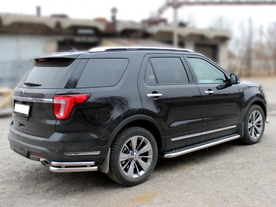Защита заднего бампера"уголки" двойные d-60+43 для Ford Explorer 2017 – н.в. FE2017_3.1