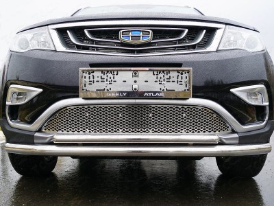 Защита передняя двойная 60-42 мм для Geely Atlas 2018-2021