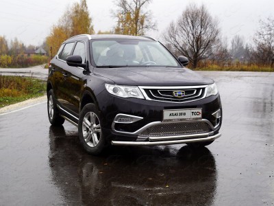 Защита передняя двойная 60-42 мм для Geely Atlas 2018-2021