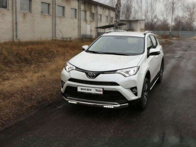Защита передняя овальная с ДХО 75х42 мм для Toyota RAV4 № TOYRAV15-26