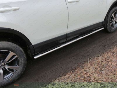 Пороги труба овальная с накладками 120х60 мм для Toyota RAV4 № TOYRAV15-11